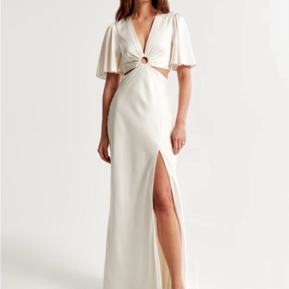 Abercrombie & Fitch Cream Cutout Maxi Dress